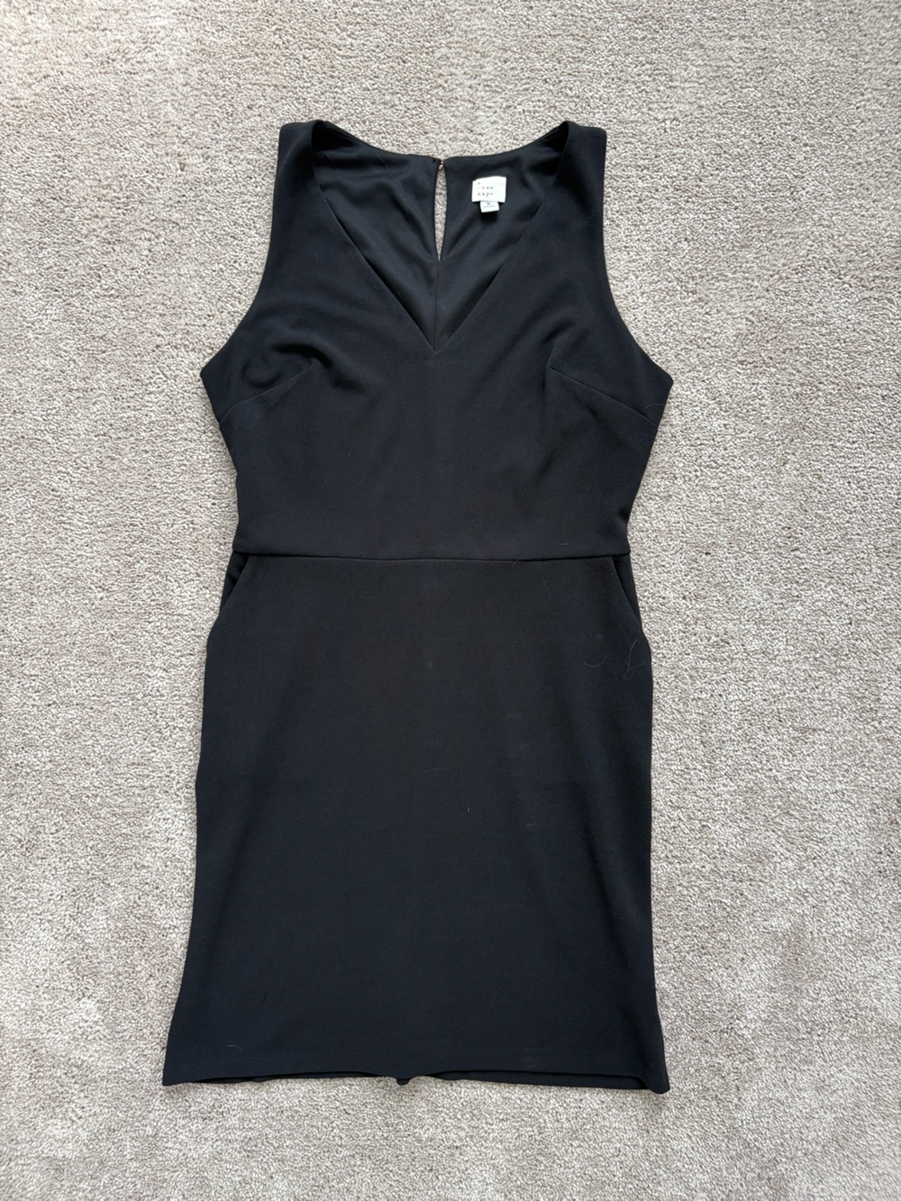 A New Day Black Midi Dress Medium | Sleeveless V-Neck Office Work Dress